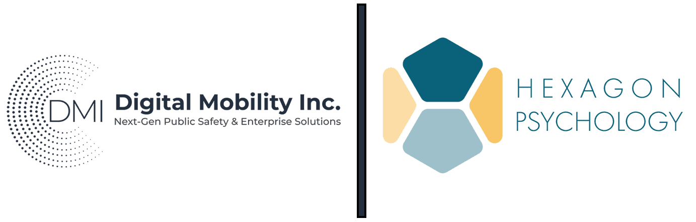 The Digital Mobility Inc. logo beside the Hexagon Psychology logo