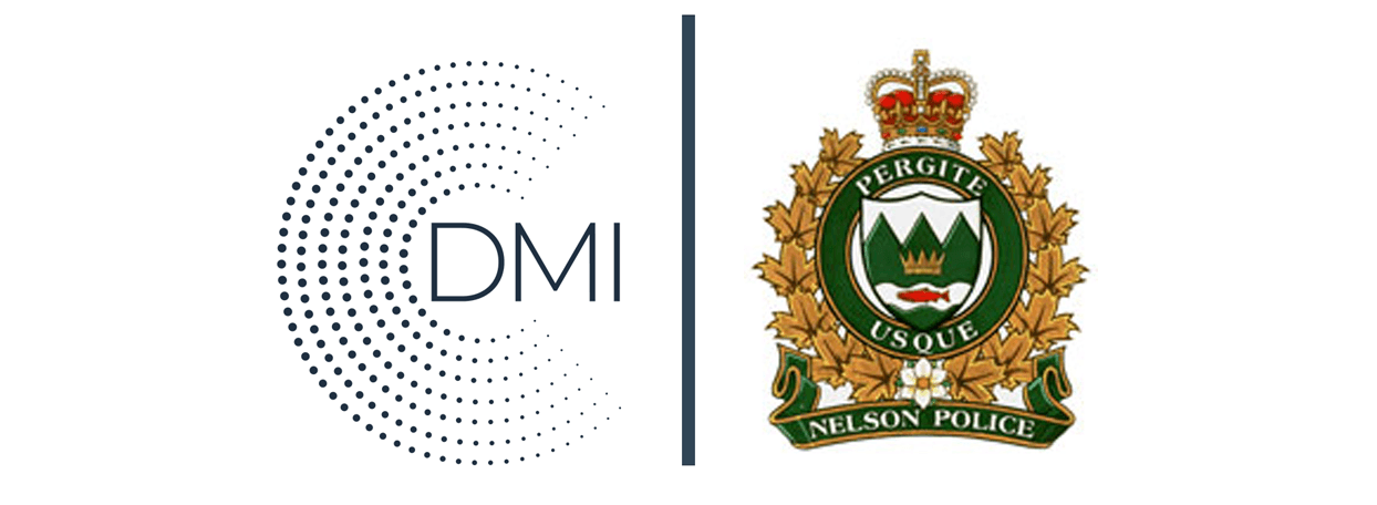 The DMI mark beside the crest of the Nelson Police Department